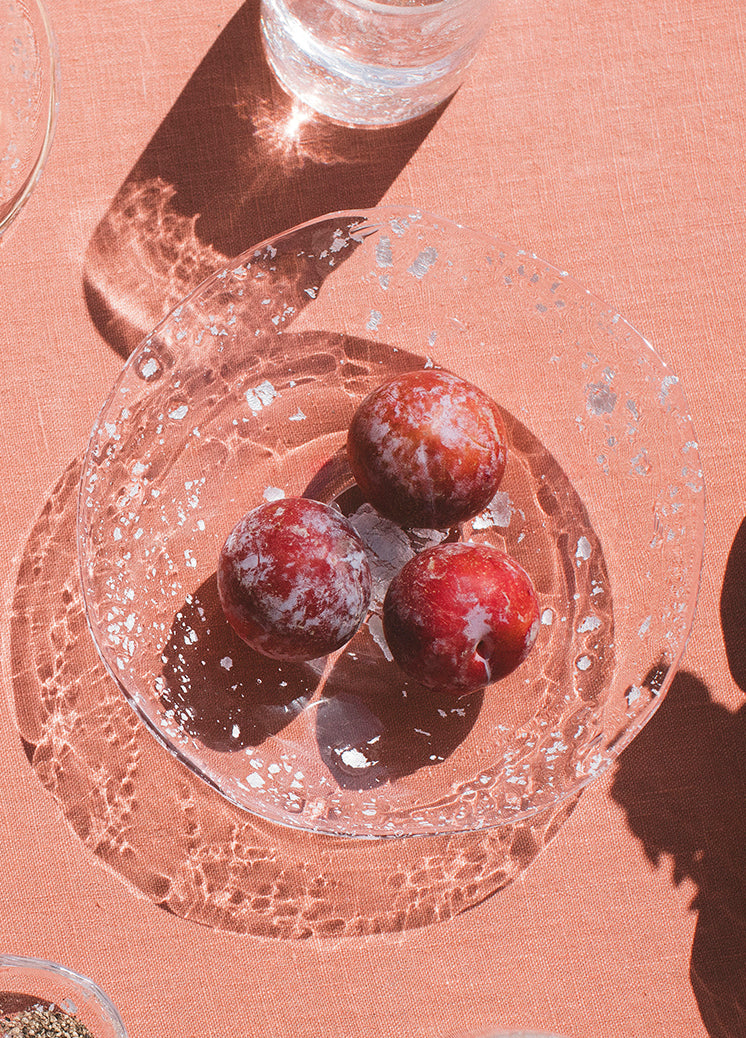 Molten 1090 hand blown glass FLECK silver bowl