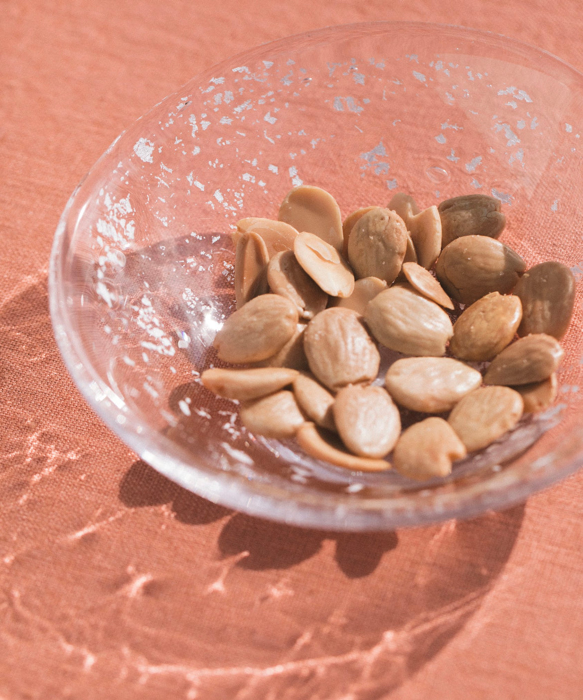 Molten 1090 hand blown glass FLECK silver trinket bowl