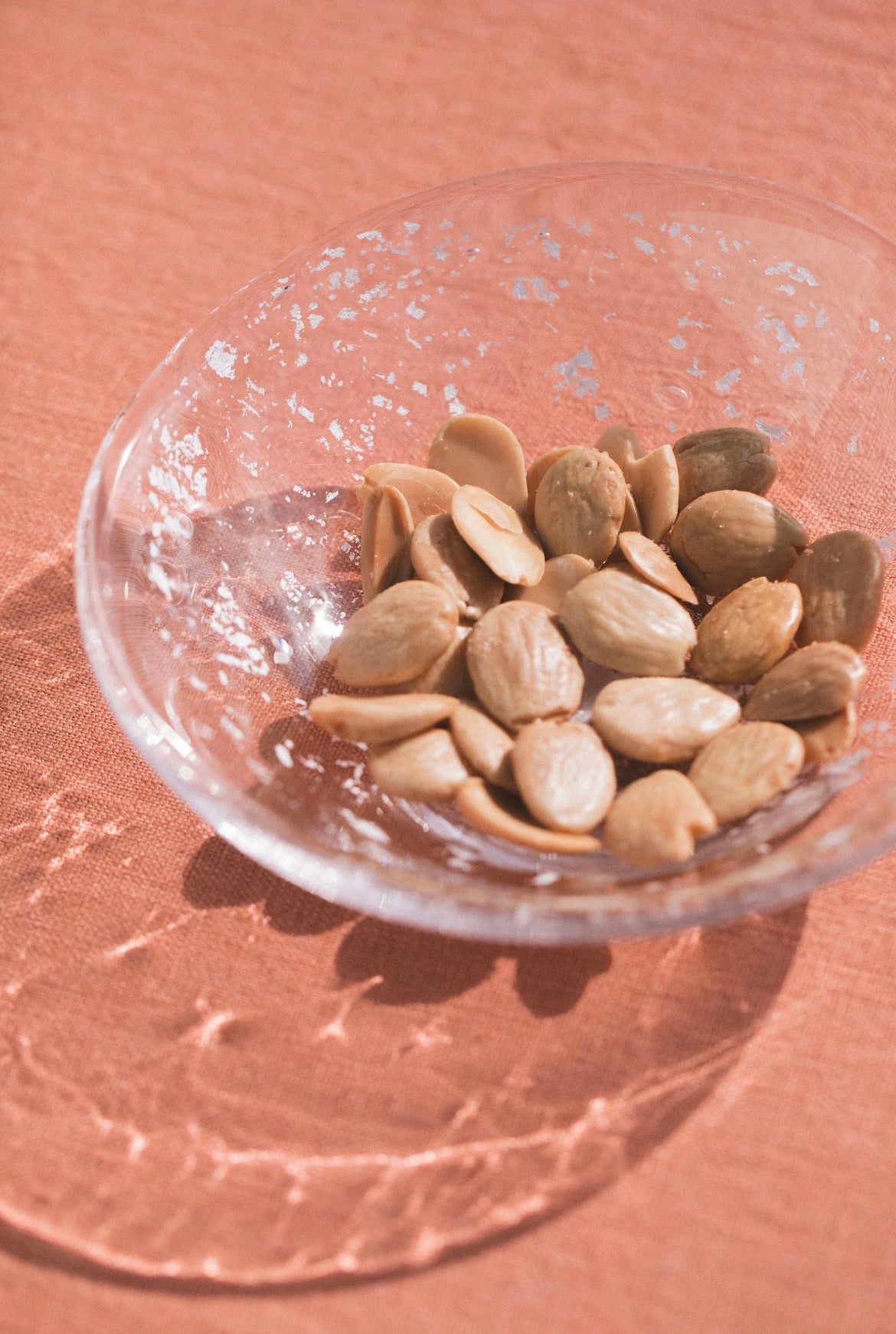 Molten 1090 hand blown glass FLECK silver trinket bowl