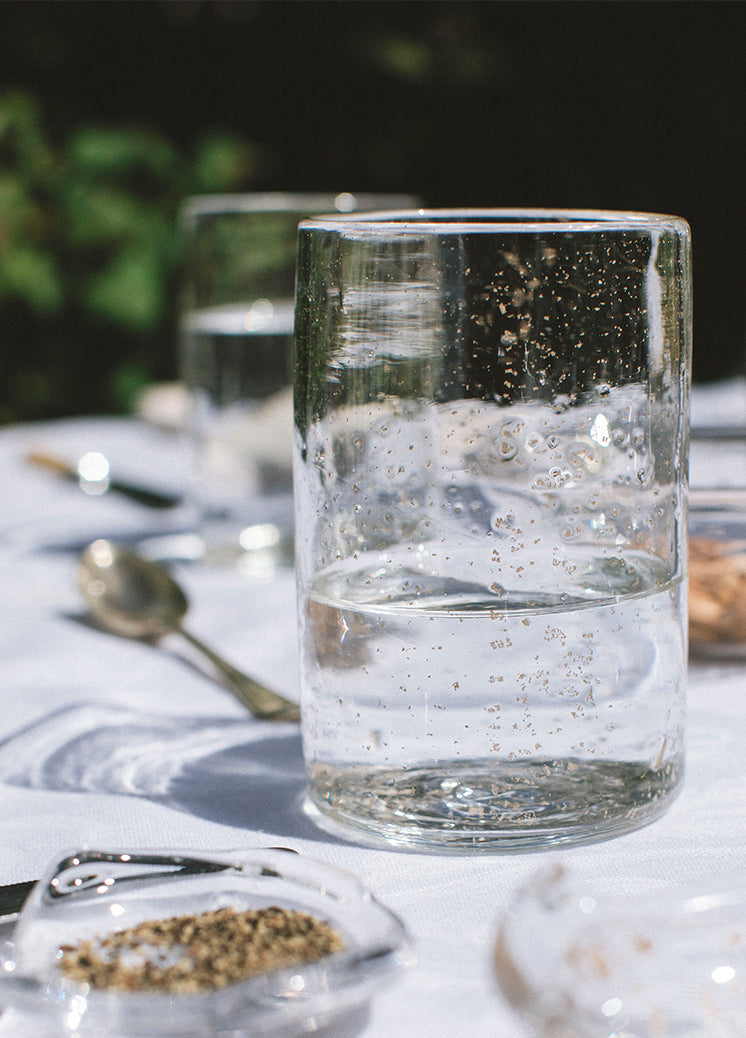 molten 1090 hand blown glass FLECK gold tumbler