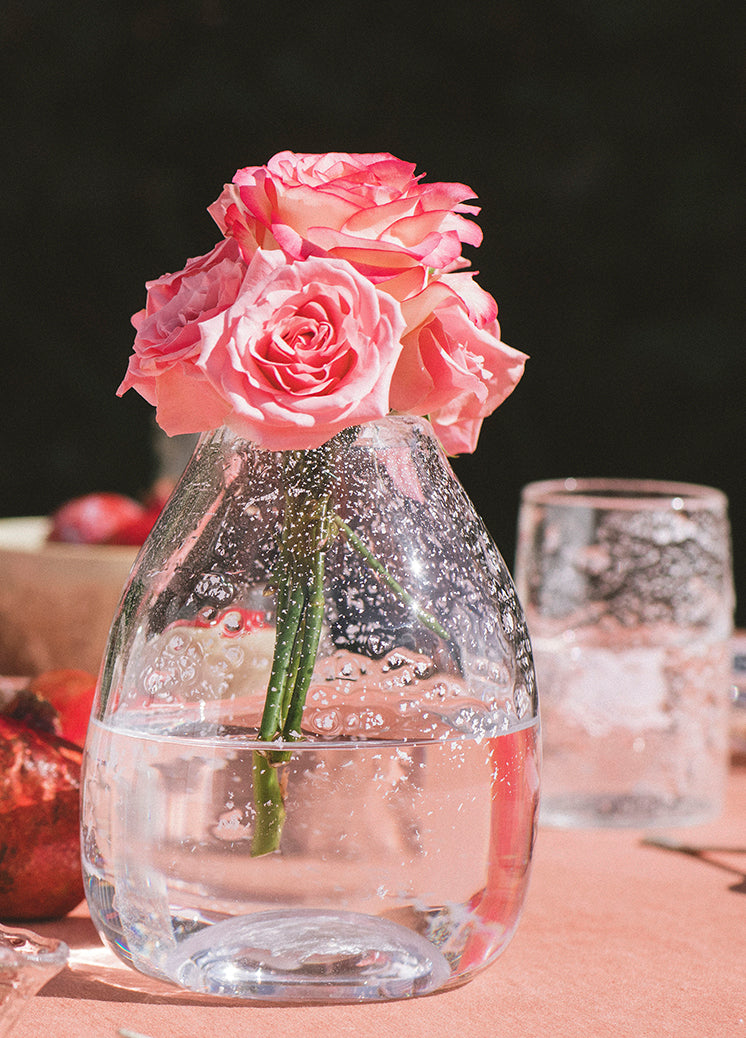 Molten 1090 hand blown glass FLECK silver vase