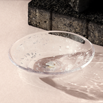 molten 1090 fleck hand blown glass bowl silver