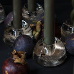 molten 1090 hand blown glass candlestick holders gold