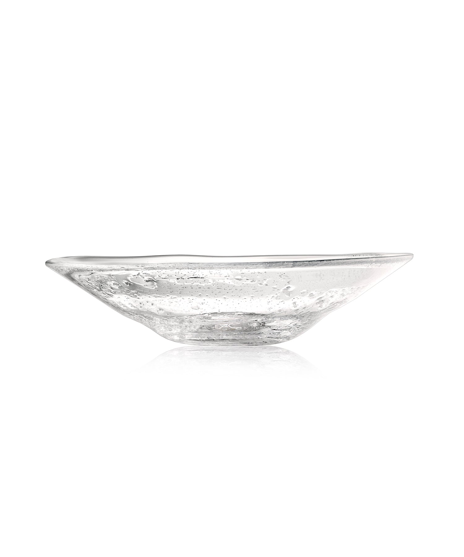 Molten 1090 FLECK hand blown glass bowl silver side view