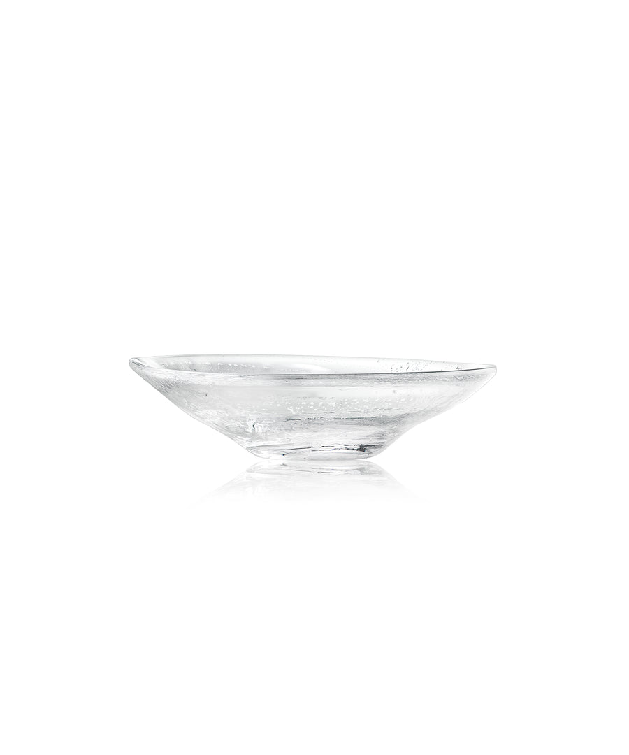 Molten 1090 FLECK handblown glass trinket bowl silver side view
