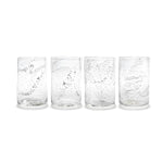 Molten 1090 FLECK hand blown glass tumblers silver set of 4 horizonal line up