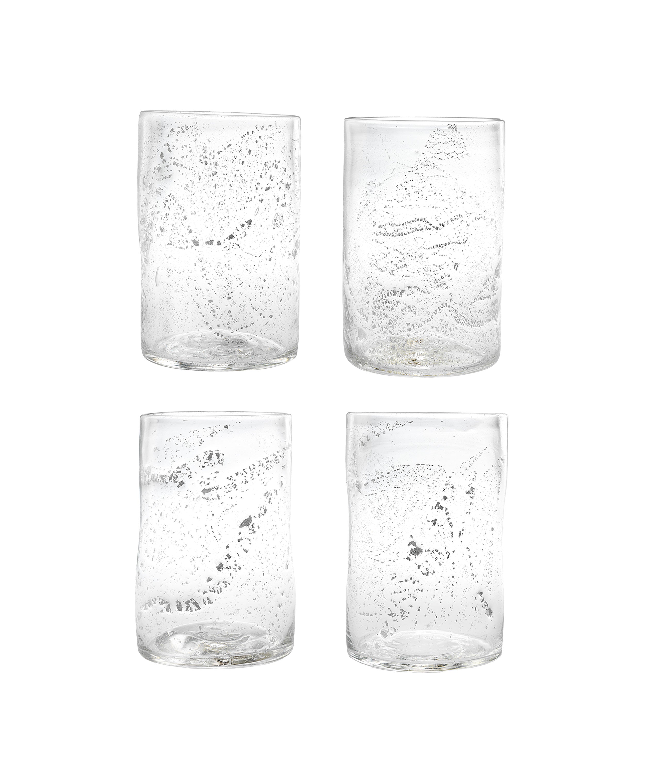 Molten 1090 FLECK hand blown glass tumblers silver set of 4