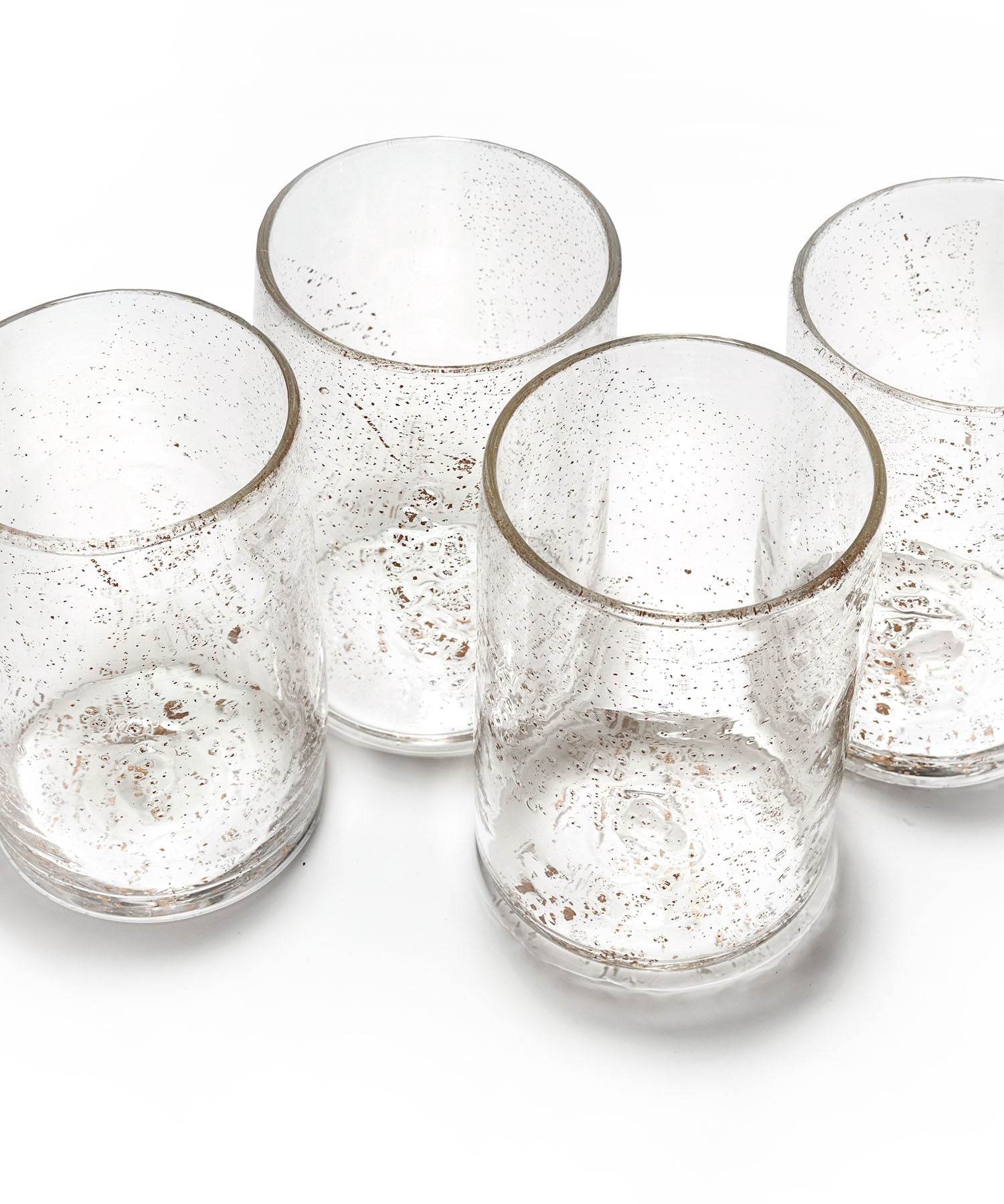 molten 1090 FLUX hand blown glass tumblers gold set of 4 above view