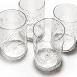 molten 1090 FLUX hand blown glass tumblers silver set of 4 above view